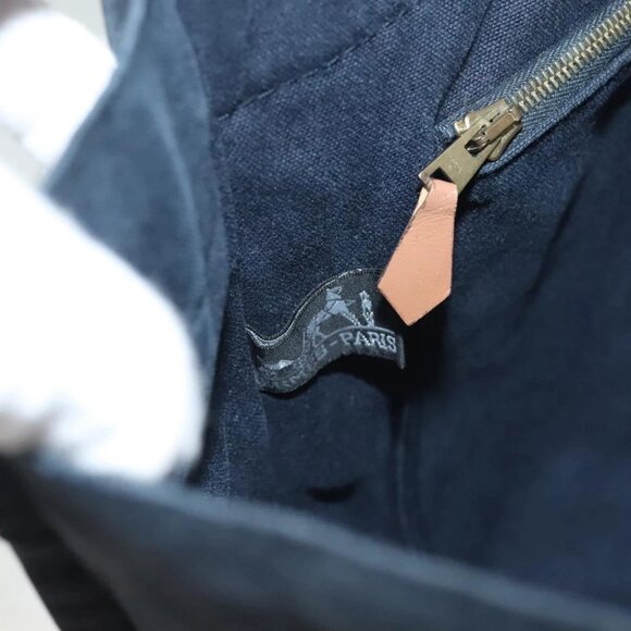 HERMES Fourre Tout MM Hand Bag Canvas Navy Auth ti3265 - Picture 4 of 16